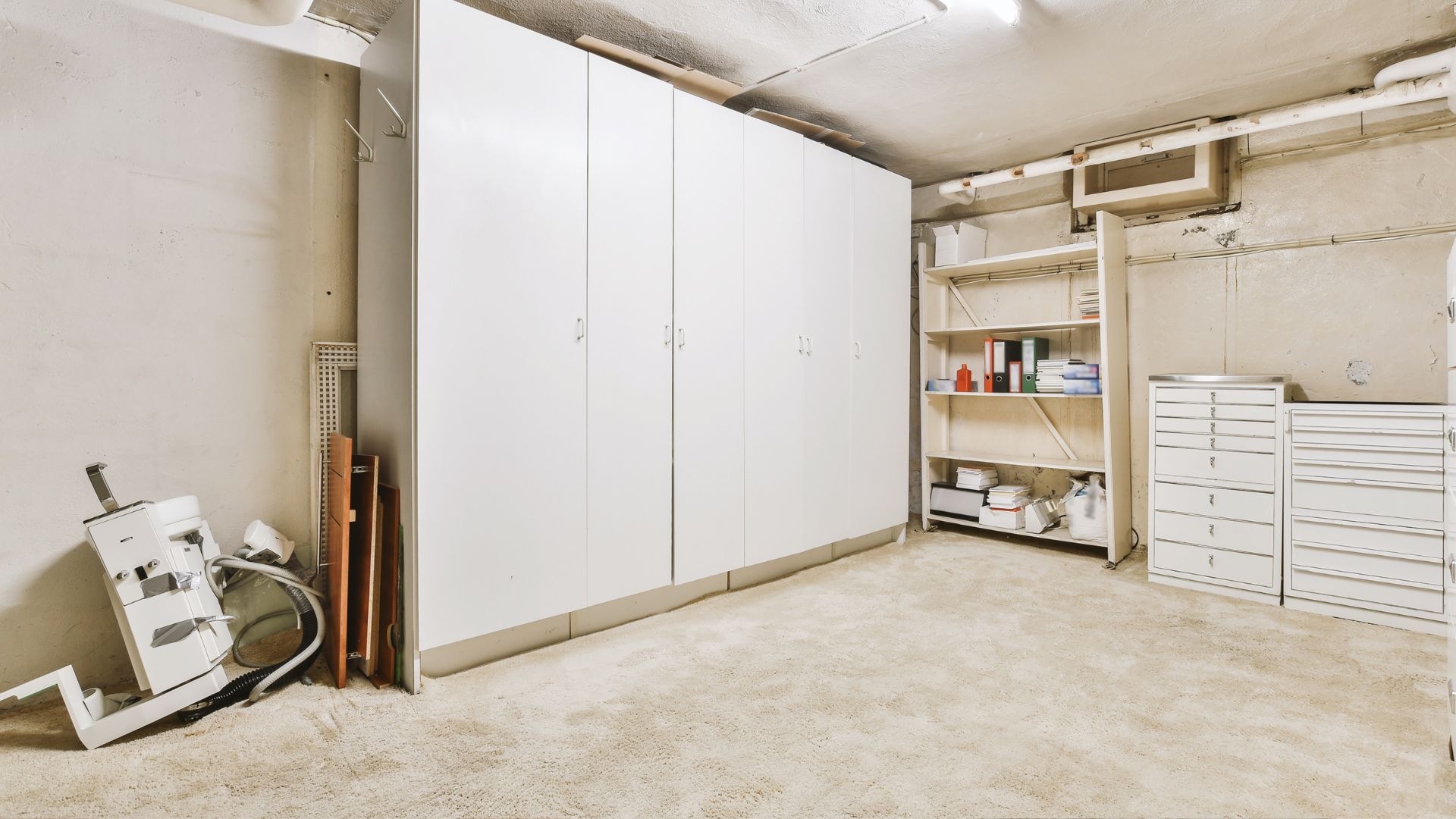 A room that has a bunch of cabinets in it